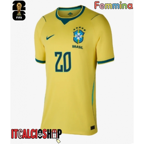 Brasile Lucas Paqueta #20 Prima Maglia Femmina Mondiali 2026 Manica Corta